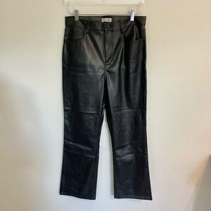 Loft Black Faux Leather Kick Crop Pants NWT